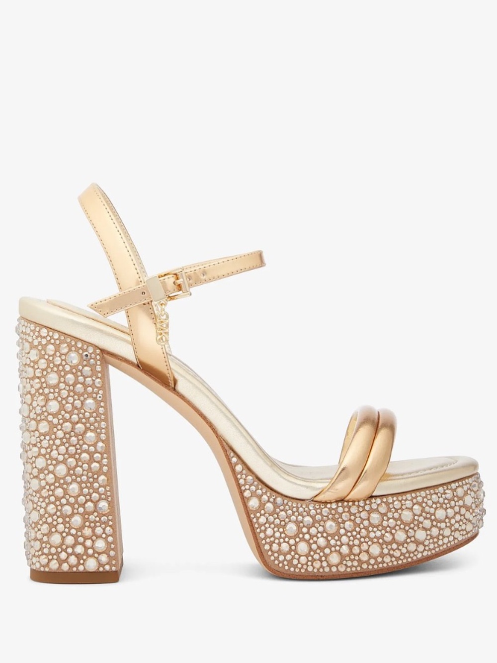 Michael Kors Women's Laci Leather Ankle-Strap Platform Sandals Gold Size 10